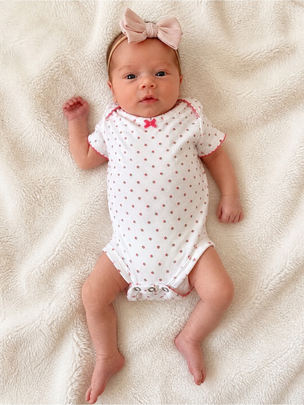 Carter's White Onesie with Pink Strawberry Dots